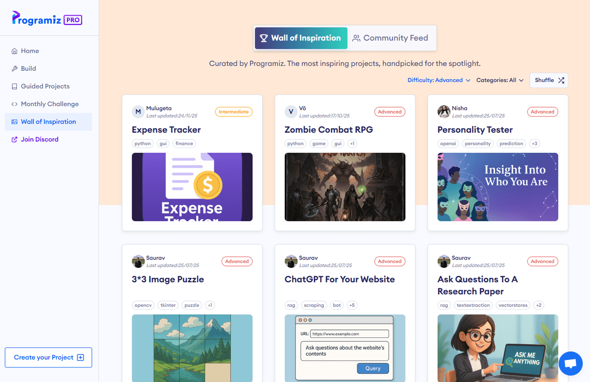 Guided Project Environments